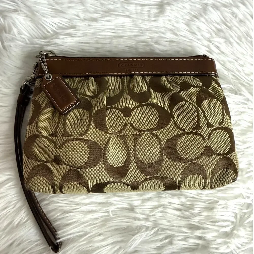 COACH y2k Brown Signature Canvas Wristlet